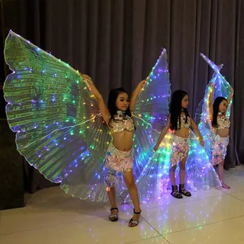 Tüdrukud kõhutants Värvikas LED-ISIS Tiivad Kostüüm kõhutants kostüümid valguse show, Tants Rekvisiidid Bellydance Tulemuslikkuse Danc